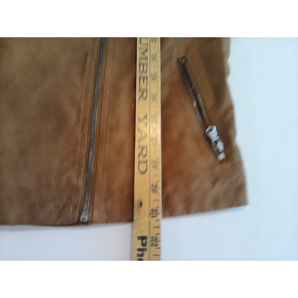 Levi's Womens Tan Faux Suede Moto Biker Jacket Zip Medium - Picture 3 of 5